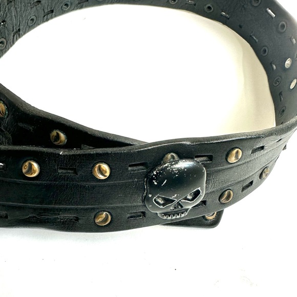Harley-Davidson Skull Black Belt with Grommets 34 - Picture 4 of 13